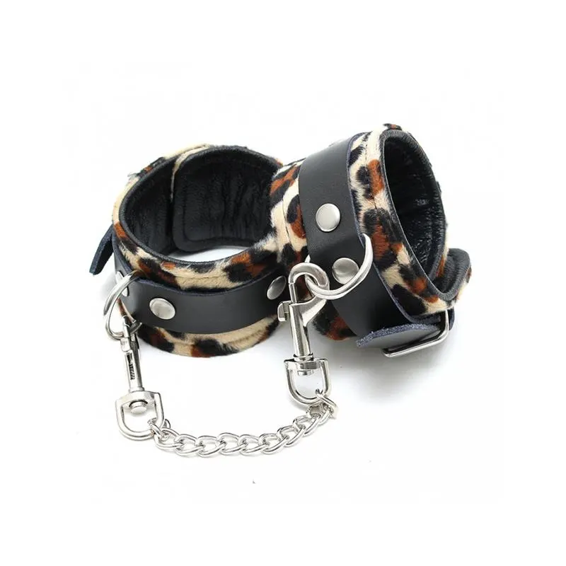 Esposas para Pies Cuero Estampado Leopardo · BONDAGE PLAY · Esposas y Ataduras