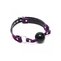 Mordaza Cuero y Silicona Morado · BONDAGE PLAY · Máscaras, Antifaces y Mordazas