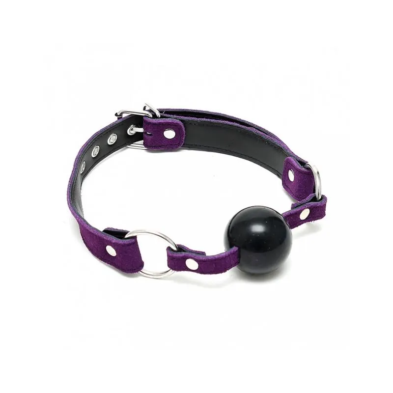 Mordaza Cuero y Silicona Morado · BONDAGE PLAY · Máscaras, Antifaces y Mordazas