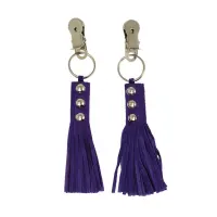 Pinzas para Pezones Cuero con Flecos Morado · BONDAGE PLAY · Pinzas y Pezoneras
