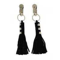 Pinzas para Pezones Cuero Flecos Negro · BONDAGE PLAY · Pinzas y Pezoneras