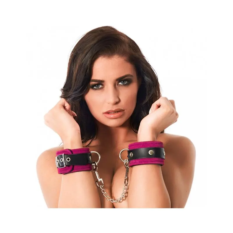 Esposas de Cuero Rosa Ajustable · BONDAGE PLAY · Esposas y Ataduras