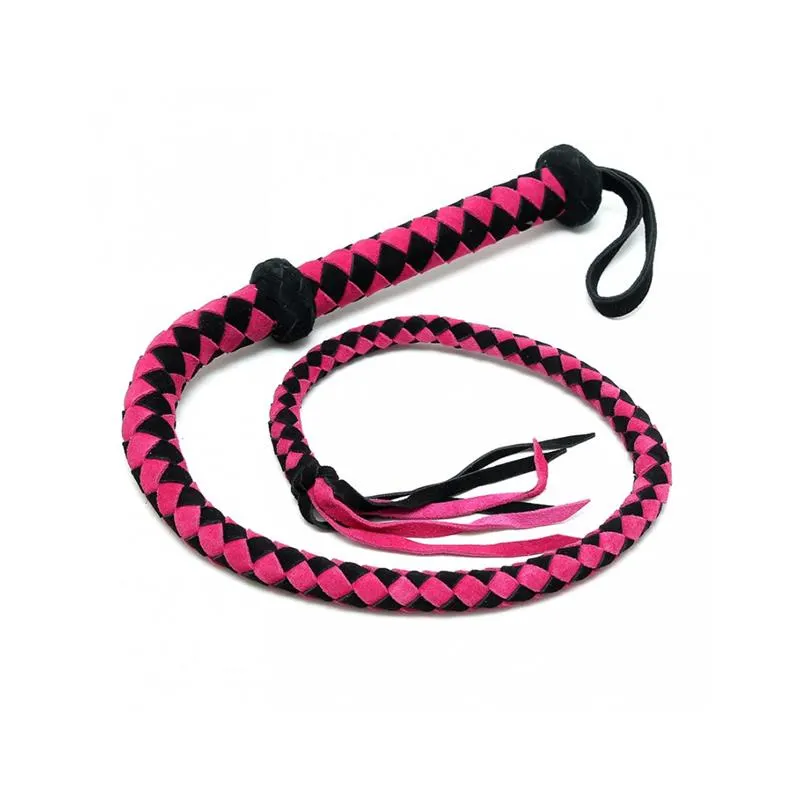 Látigo Árabe de Cuero Rosa 100 cm · BONDAGE PLAY · Spanking y Azotes