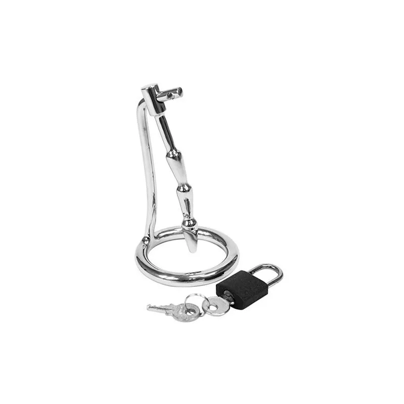Plug Castidad Pene con Candado Acero Inoxidable · BONDAGE PLAY · Castidad