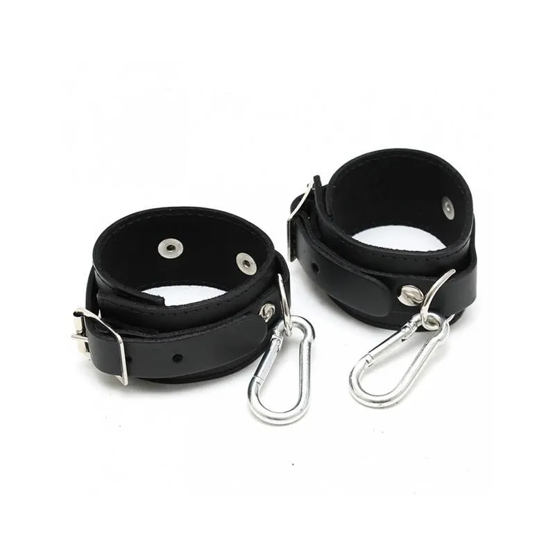 Esposas Cuero Negro con Mosquetones · BONDAGE PLAY · Esposas y Ataduras — photo 2