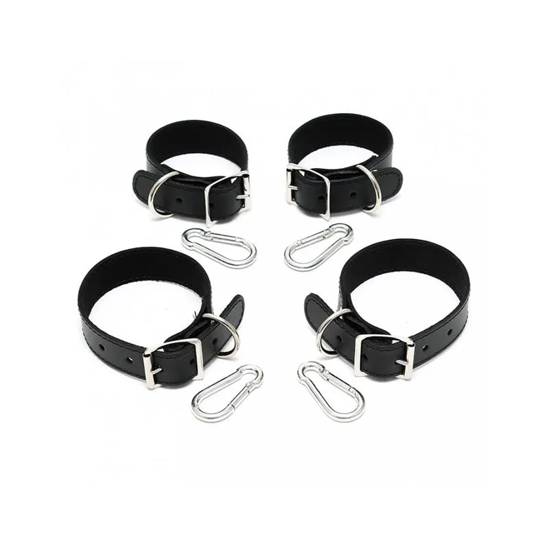Set Esposas para Manos y Pies Cuero 2.5cm · BONDAGE PLAY · Esposas y Ataduras