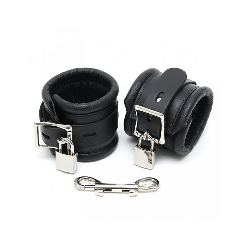 Esposas de Cuero Negro con Candados 7cm · BONDAGE PLAY · Esposas y Ataduras — Foto 2