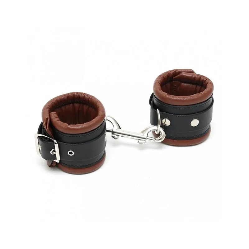 Esposas Cuero Negro y Marrón 7cm · BONDAGE PLAY · Esposas y Ataduras — Foto 2