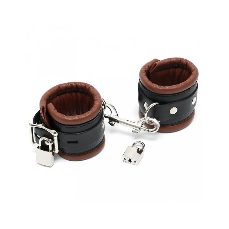 Esposas Cuero Negro y Marrón 7cm Candados · BONDAGE PLAY · Esposas y Ataduras — Foto 2