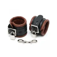 Esposas para Pies Cuero Negro y Marrón 7cm Candados · BONDAGE PLAY · Esposas y Ataduras