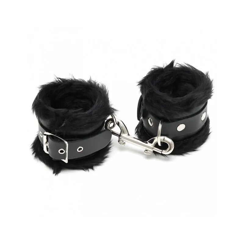 Esposas Cuero con Pelo Negro 7cm · BONDAGE PLAY · Esposas y Ataduras — Foto 2