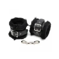 Esposas para Pies Cuero y Pelo Negro 7cm · BONDAGE PLAY · Esposas y Ataduras