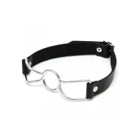 Mordaza Forma Anillo Metal y Cuero · BONDAGE PLAY · Máscaras, Antifaces y Mordazas
