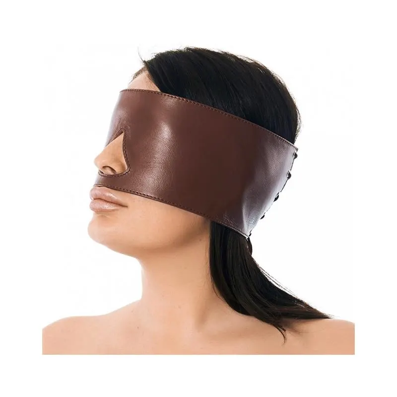 Antifaz Ancho Cuero Marrón · BONDAGE PLAY · Máscaras, Antifaces y Mordazas
