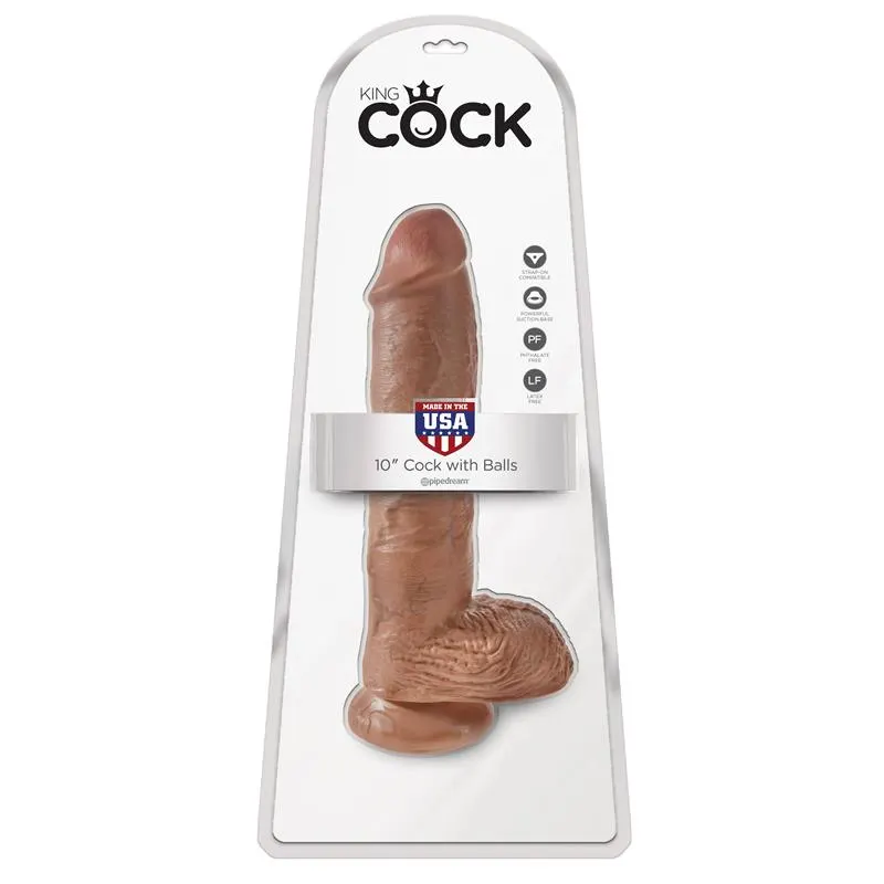 Dildo Reaslista con Testículos 10 Bronceado · KING COCK · Dildos — photo 2