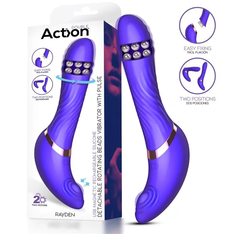 Rayden Vibrador con Pulsación y Bolas Internas Desmontable Dos Posiciones · ACTION · Estimuladores de Clítoris