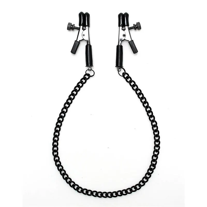 Pinzas para Pezones con Cadena Color Negro · BONDAGE PLAY · Pinzas y Pezoneras