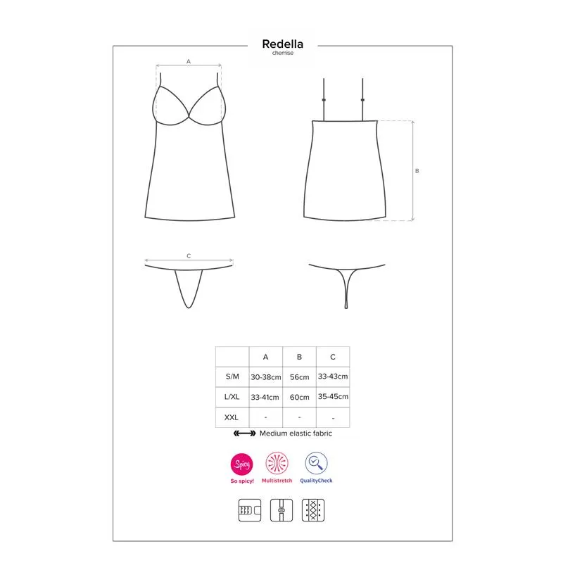 Redella Chemise y Tanga Negro · S/M · OBSESSIVE · Conjuntos y Bodies — Foto 3