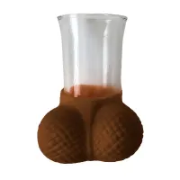 Chupito de Cristal con Testiculos Mulato · DIVERTY SEX · Juegos y Complementos Divertidos