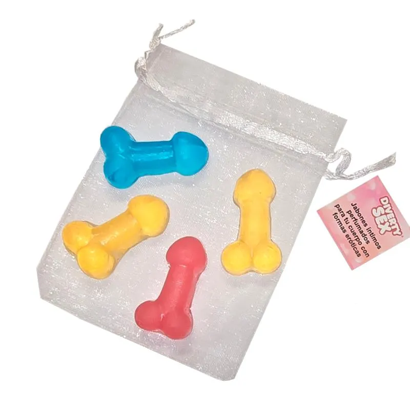 Set de 4 Mini Jabones Forma de Pene de Colores · DIVERTY SEX · Juegos y Complementos Divertidos