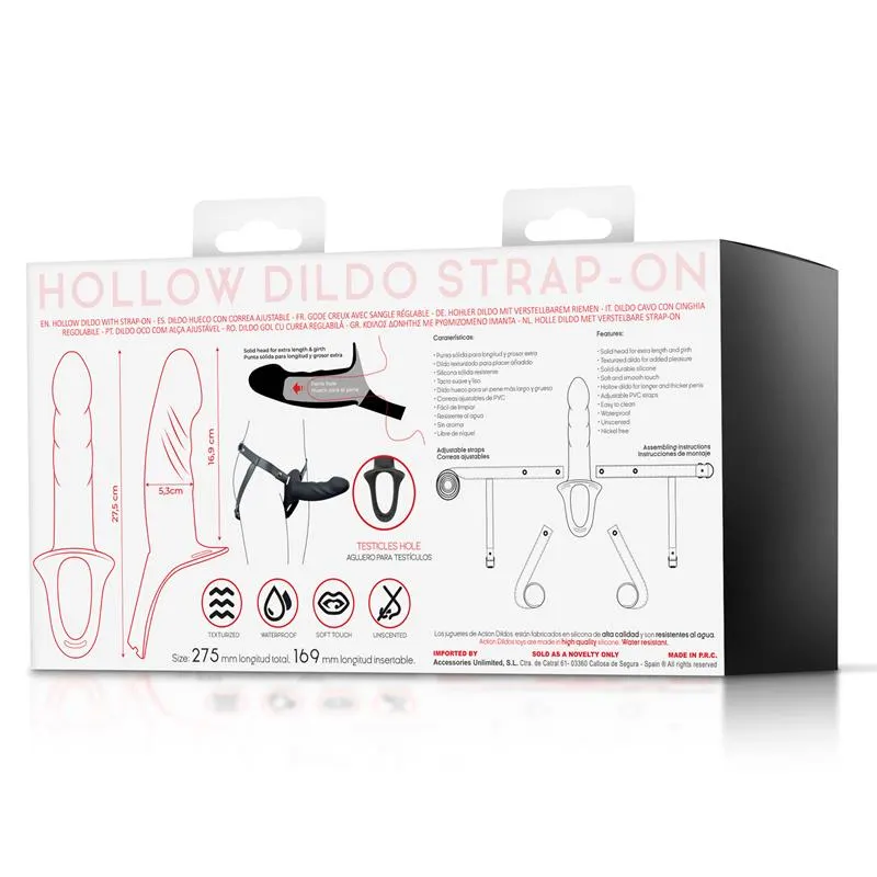 Arnés Strap-on con Dildo Hueco Silicona Premium Talla L Negro · ACTION · Dildos — Foto 11