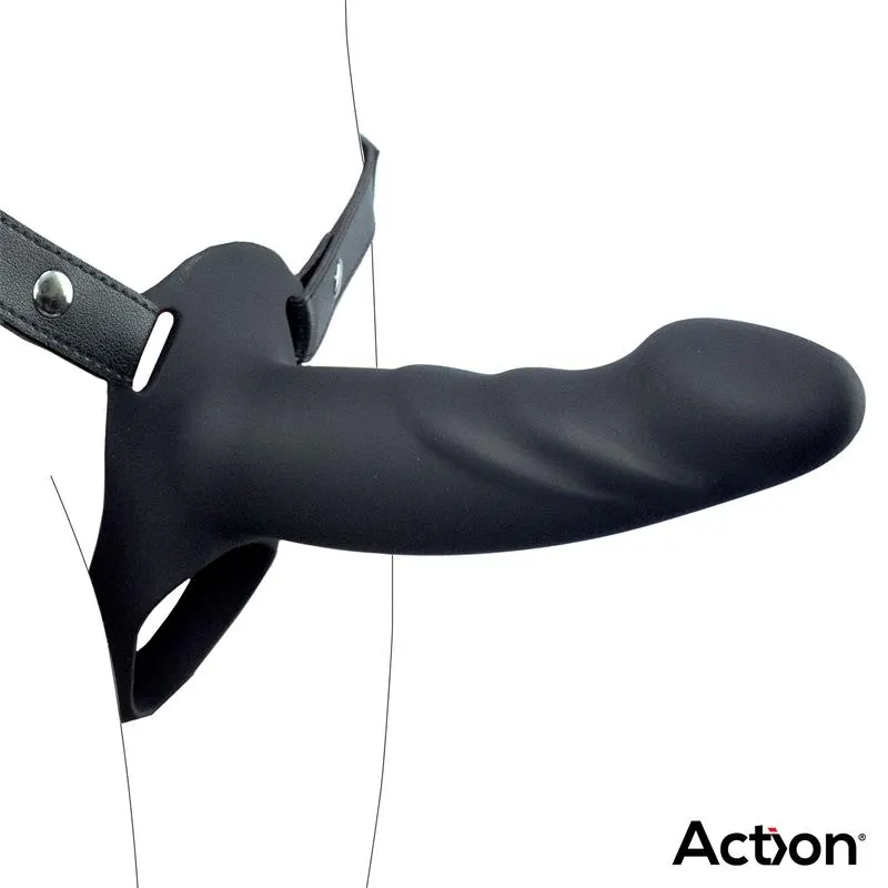 Arnés Strap-on con Dildo Hueco Silicona Premium Talla L Negro · ACTION · Dildos — Foto 4