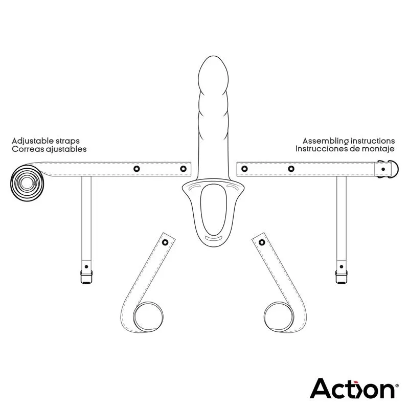 Arnés Strap-on con Dildo Hueco Silicona Premium Talla L Negro · ACTION · Dildos — Foto 8