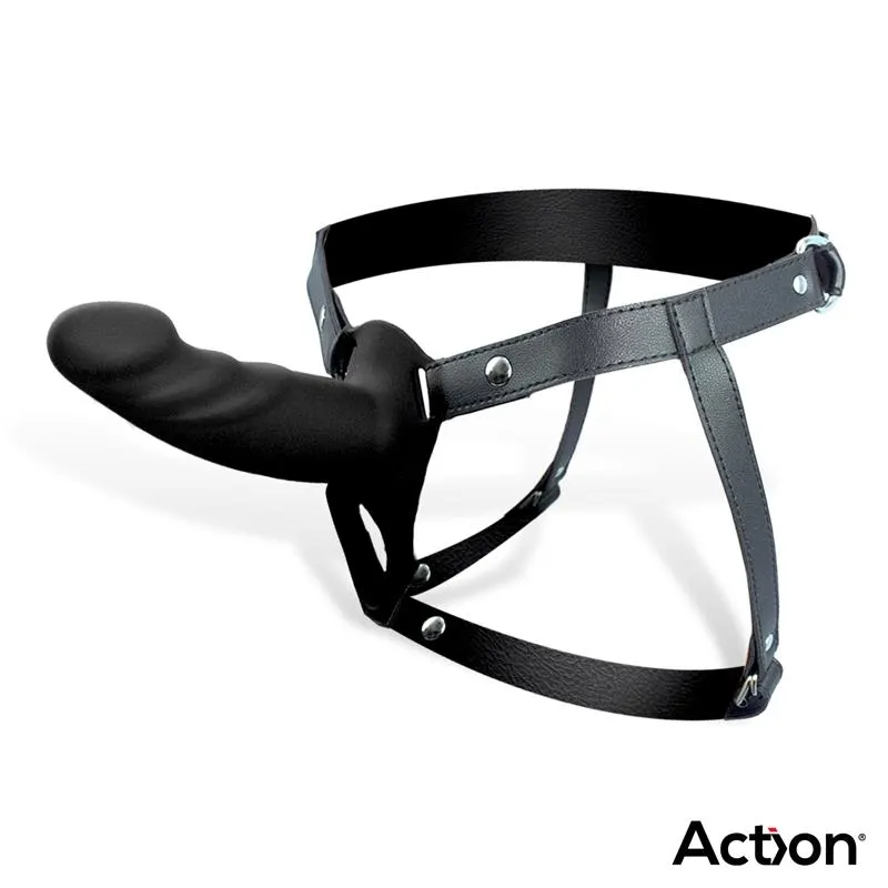 Arnés Strap-On con Dildo Hueco Silicona Premium Talla S Negro · ACTION · Dildos — Foto 2