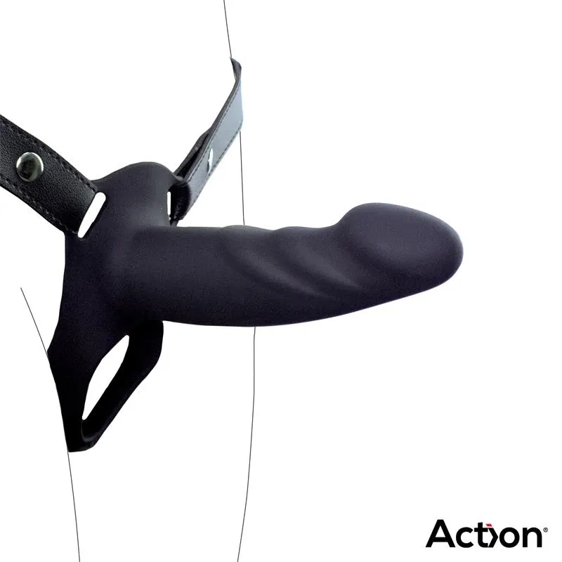 Arnés Strap-On con Dildo Hueco Silicona Premium Talla S Negro · ACTION · Dildos — Foto 4