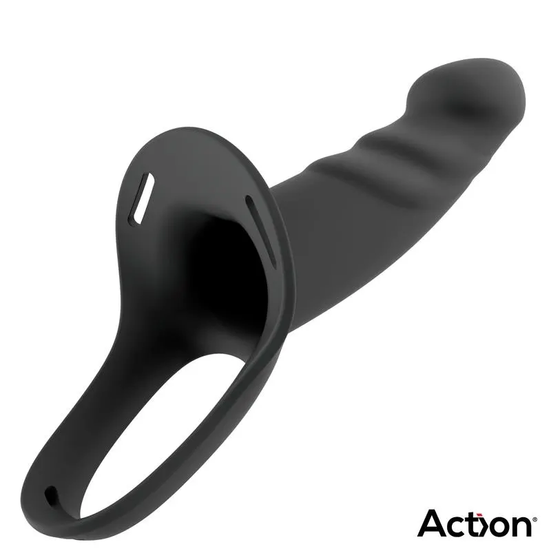 Arnés Strap-On con Dildo Hueco Silicona Premium Talla S Negro · ACTION · Dildos — Foto 5