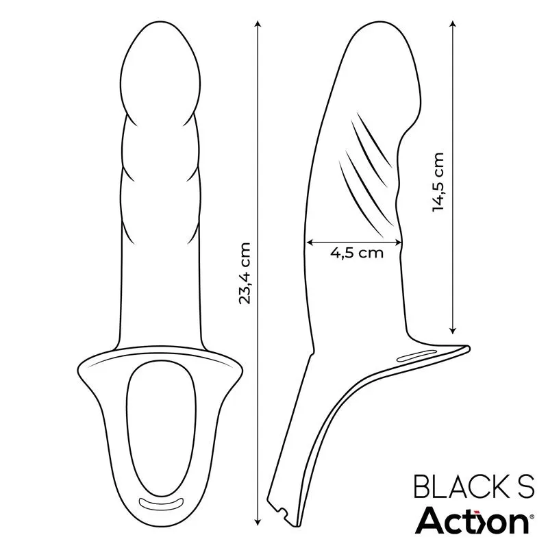 Arnés Strap-On con Dildo Hueco Silicona Premium Talla S Negro · ACTION · Dildos — Foto 9