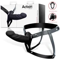 Arnés Strap-On con Dildo Hueco Silicona Premium Talla S Negro · ACTION · Dildos