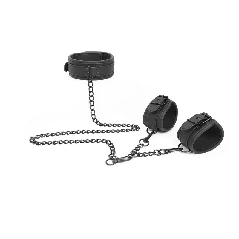 Set de Collar y Esposas para Muñecas Cuero Vegano · INTOYOU BLACK SHADOW · Esposas y Ataduras — Foto 4
