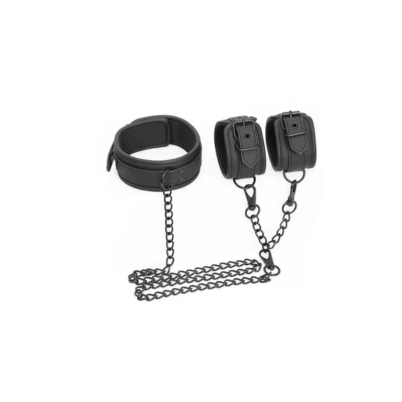 Set de Collar y Esposas para Muñecas Cuero Vegano · INTOYOU BLACK SHADOW · Esposas y Ataduras — Foto 5