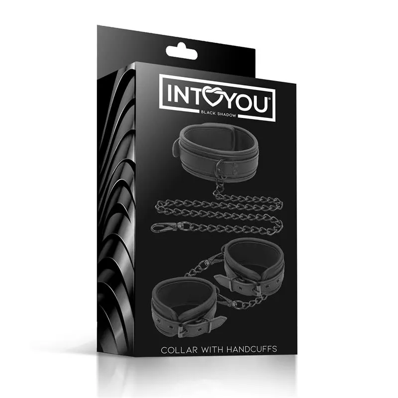 Set de Collar y Esposas para Muñecas Cuero Vegano · INTOYOU BLACK SHADOW · Esposas y Ataduras — Foto 6