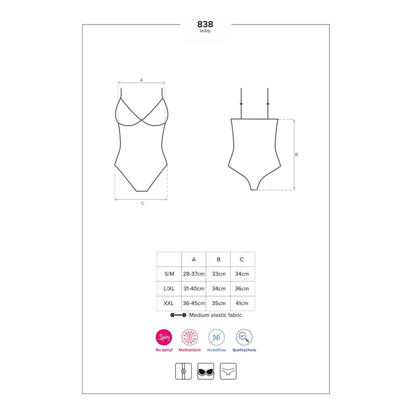 838-TED-1 Bodysuit Negro · S/M · OBSESSIVE · Conjuntos y Bodies — photo 4