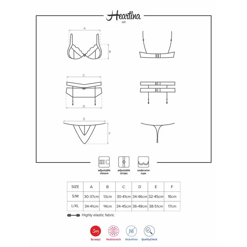 Heartina Set 3 Piezas Negro · S/M · OBSESSIVE · Conjuntos y Bodies — Foto 3