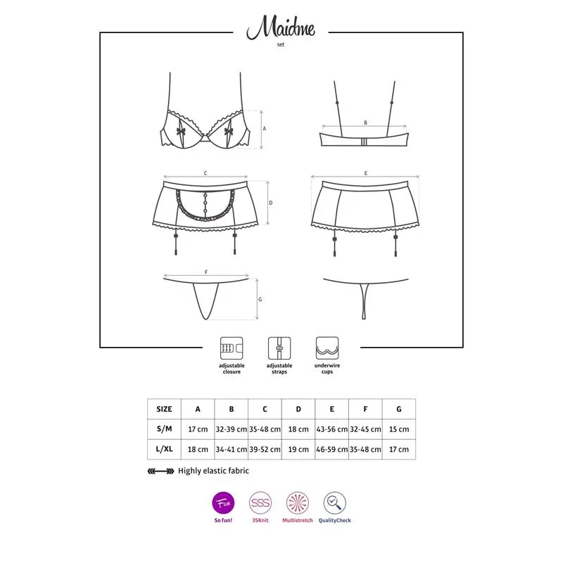 Maidme Disfraz 5 Piezas · S/M · OBSESSIVE · Disfraces y Vestidos — Foto 5