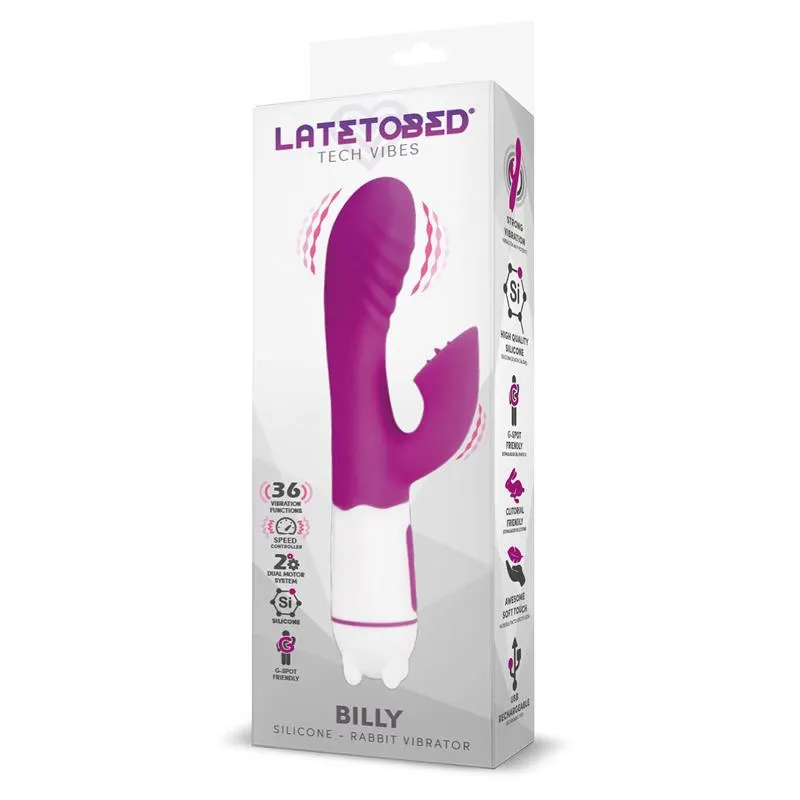 Billy Vibrador USB 36 Funciones Silicona Púrpura · LATETOBED · Vibradores — Foto 3