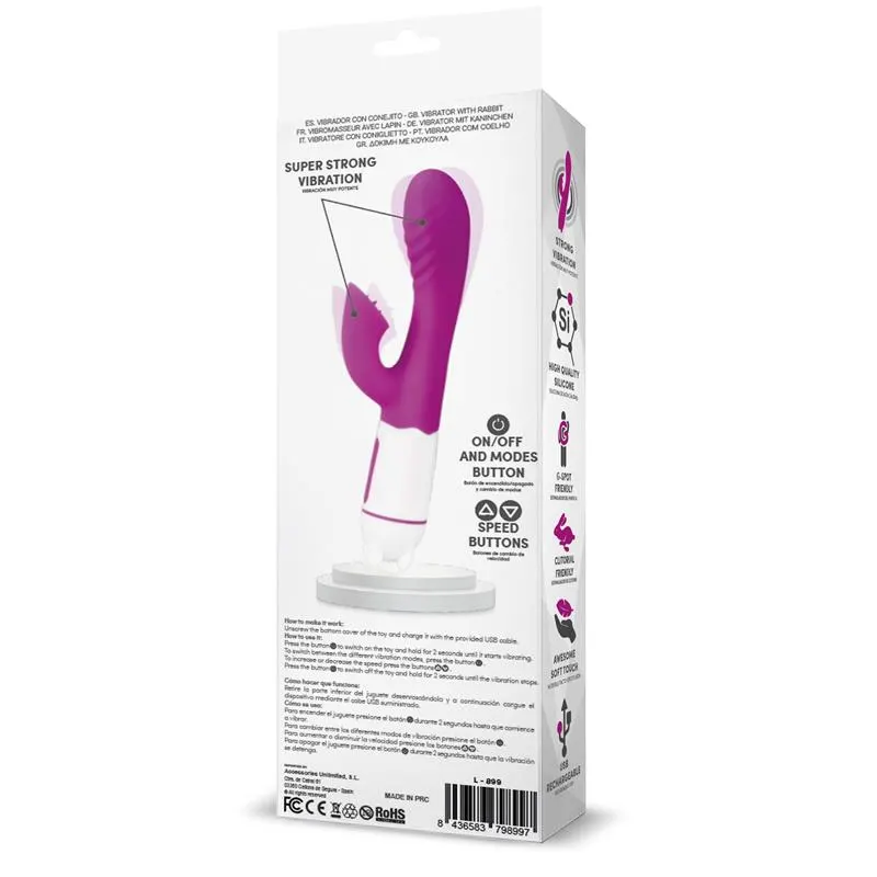 Billy Vibrador USB 36 Funciones Silicona Púrpura · LATETOBED · Vibradores — Foto 4