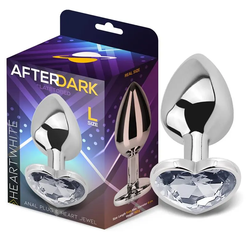Plug Anal con Joya de Corazón Blanco Talla L · AFTERDARK · Anal