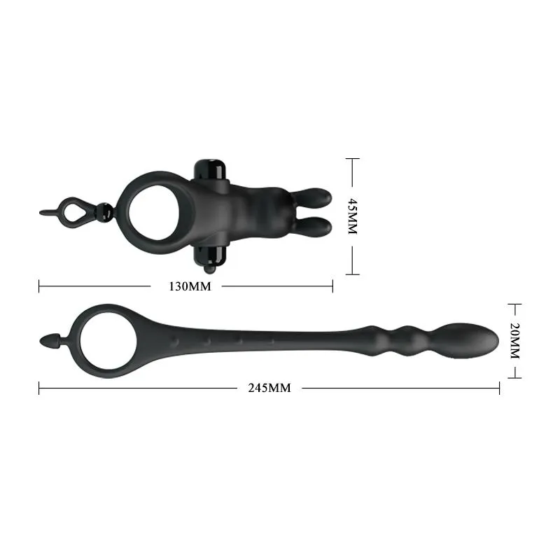 Anillo Vibrador con Cadena Anal Desmontable · PRETTYLOVE · Anillos para el Pene — Foto 10