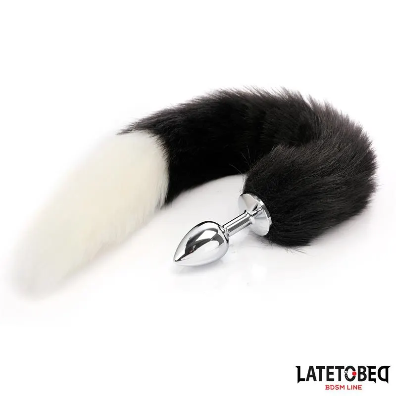 Plug Anal con Cola Blanco y Negro 40 cm · LATETOBED BDSM LINE · Anal