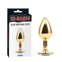 Plug Anal Dorado con Gema Azul · CHISA · Anal