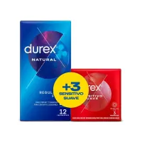 Duplo Preservativos Natural 12 ud + Sensitivo 3 ud · DUREX · Lubricantes