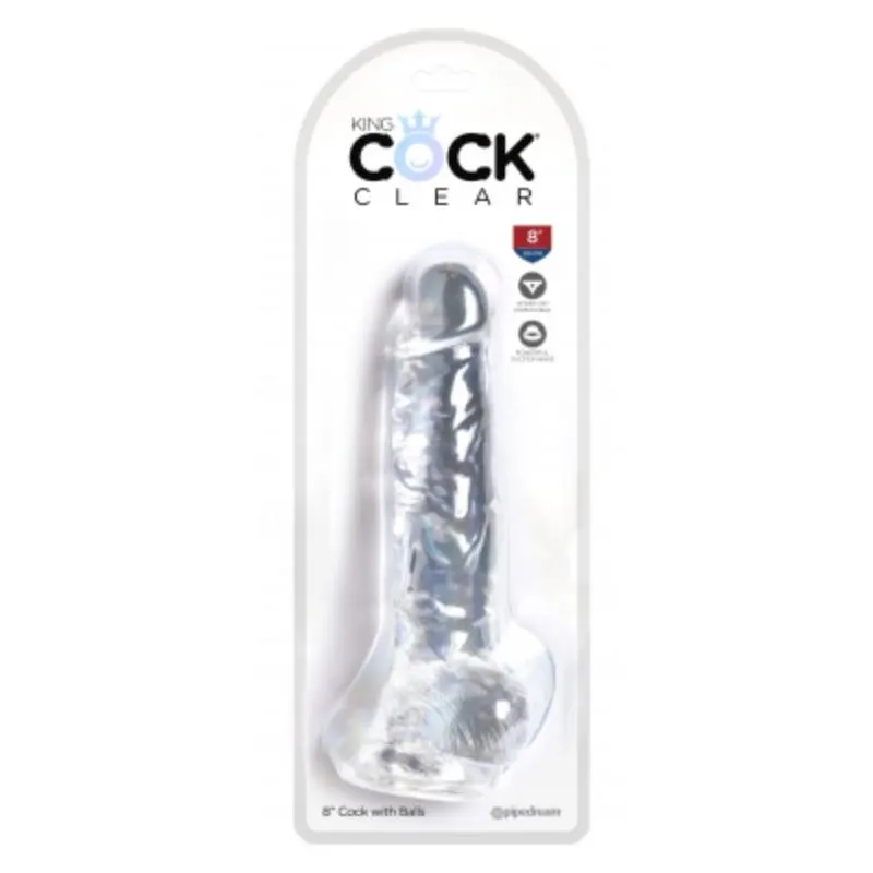 Dildo Realista con Testiculos 8 Transparente · KING COCK · Dildos