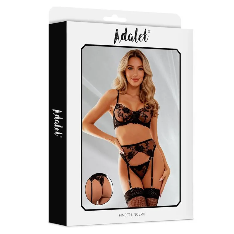 Penelope Set Sujetador, Tanga y Liguero Negro · S/M · ADALET LINGERIE · Conjuntos y Bodies — Foto 3