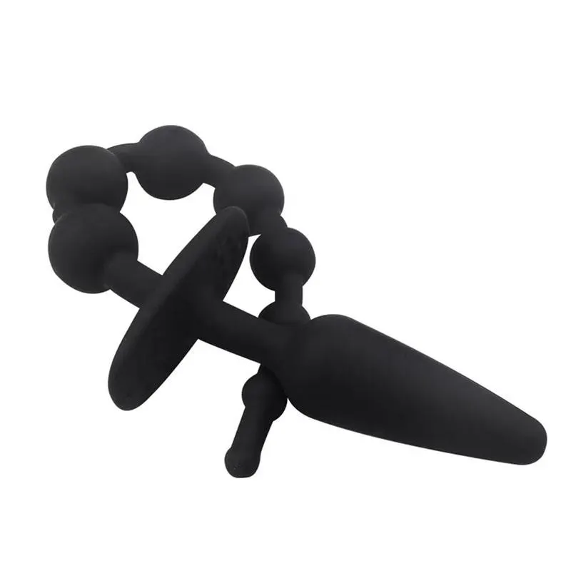 Plug Anal con Cadena Anal Silicona Negro · A-GUSTO · Anal — Foto 2