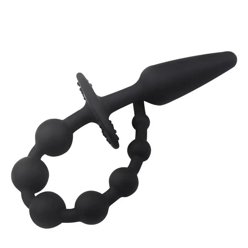 Plug Anal con Cadena Anal Silicona Negro · A-GUSTO · Anal — Foto 3