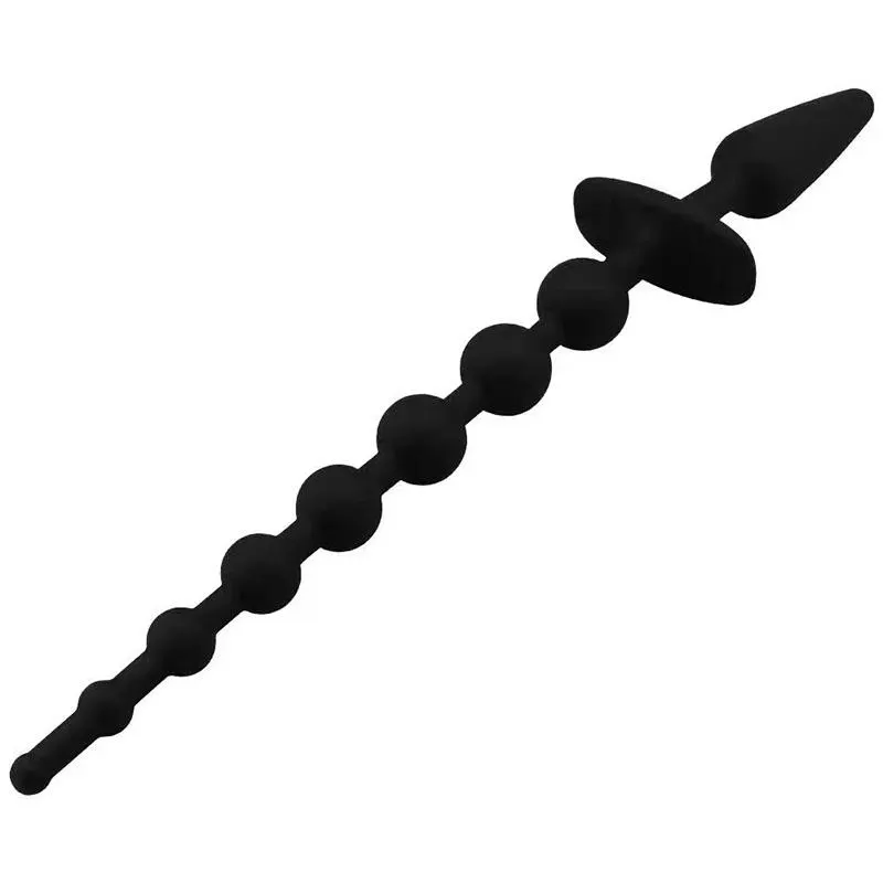Plug Anal con Cadena Anal Silicona Negro · A-GUSTO · Anal — Foto 4